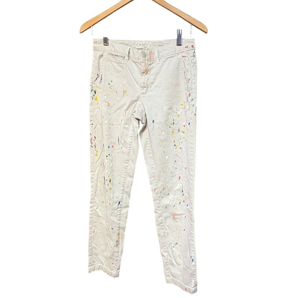 Chino by Anthropologie Khaki & Paint Splatter Relaxed Fit Pants w/ /Pockets 25